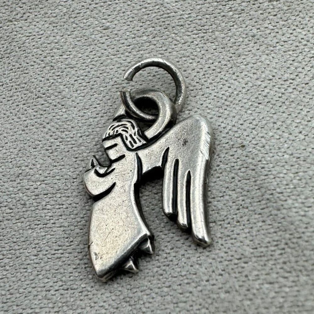 James Avery Sterling Silver Praying Angel Pendant Retired Flying Halo Simply‎